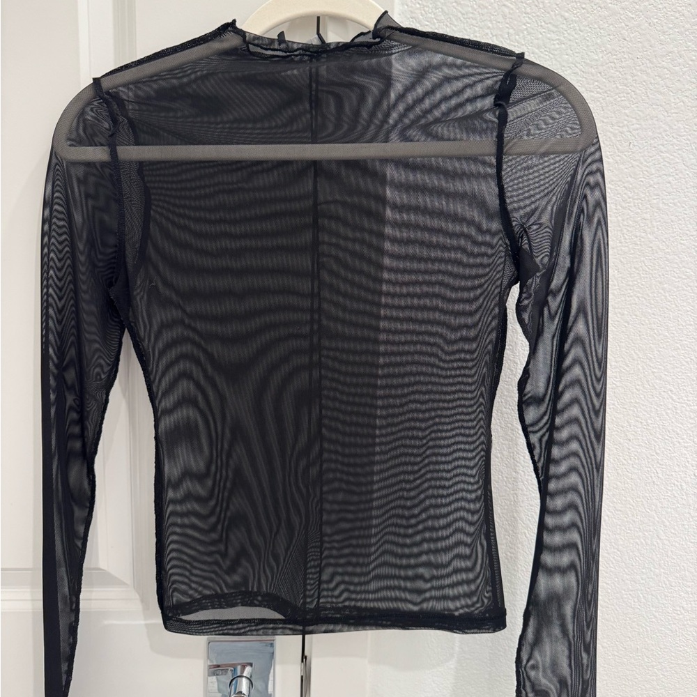 Zara Black Sheer Long Sleeve Crop Top